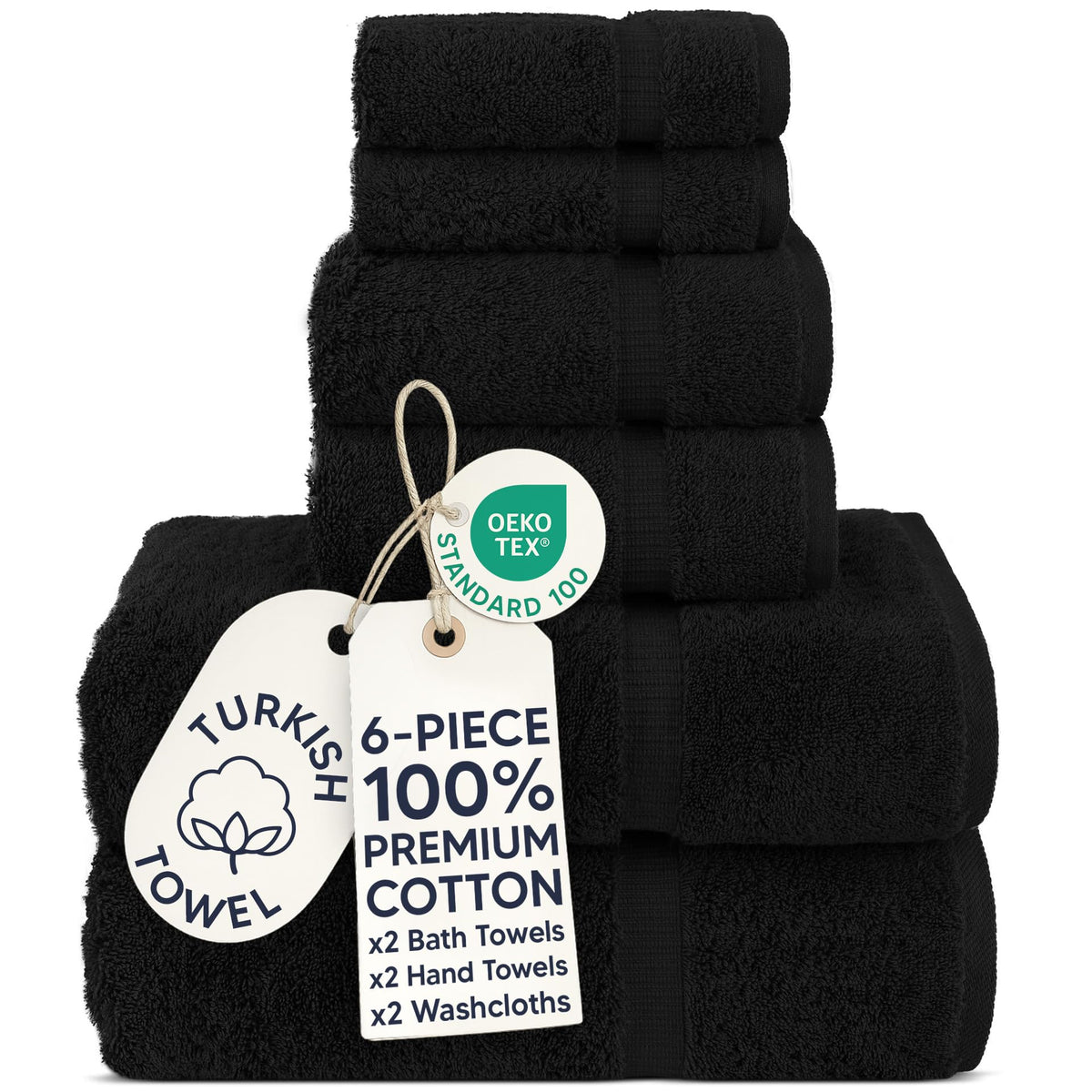 Chakir Turkish Linens 100% Cotton 4-Pack Bath Towels 27x54, Gray