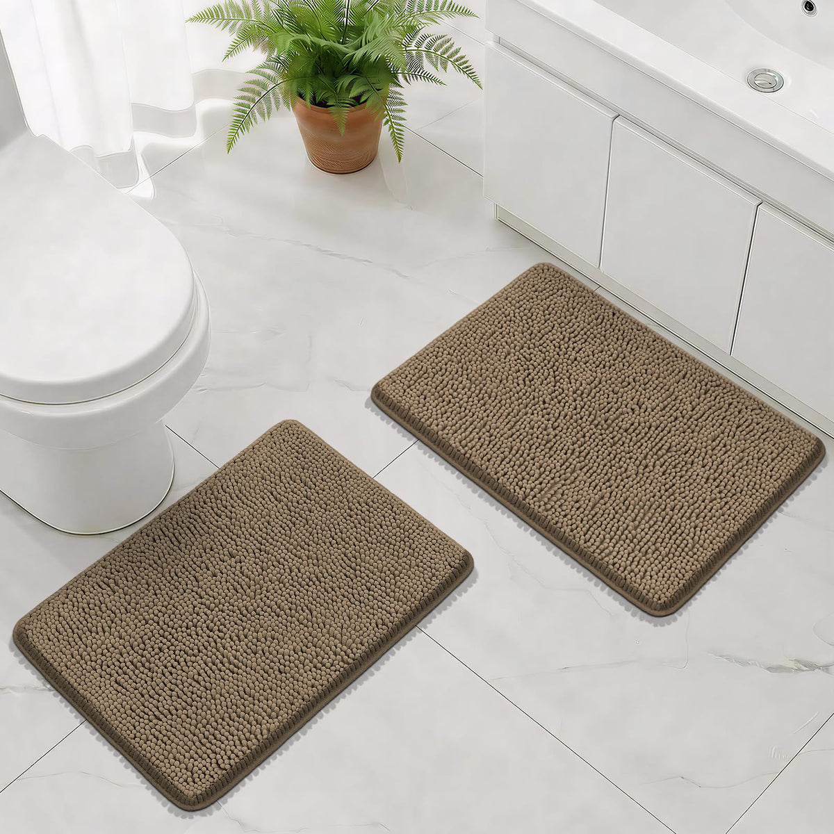 Bcoimo Small Bath Rug Mat,Sage Chenille High Absorbent Bathroom Floor Mats