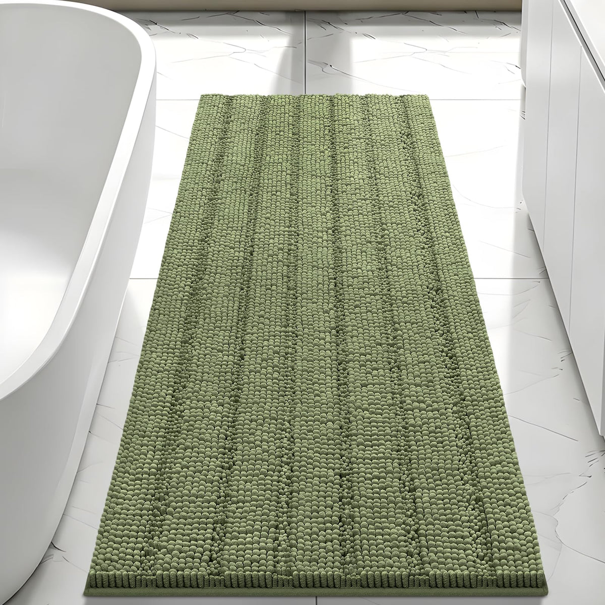 Bcoimo Small Bath Rug Mat,24x17 Chenille Non Slip Black Bathroom Floor Mats