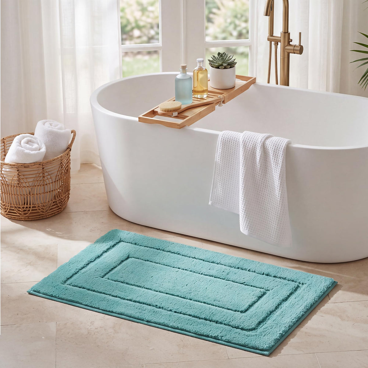 GRANNY SAYS Gray Bathroom Rug 20" x 30", Non-Slip Microfiber Bath Mat
