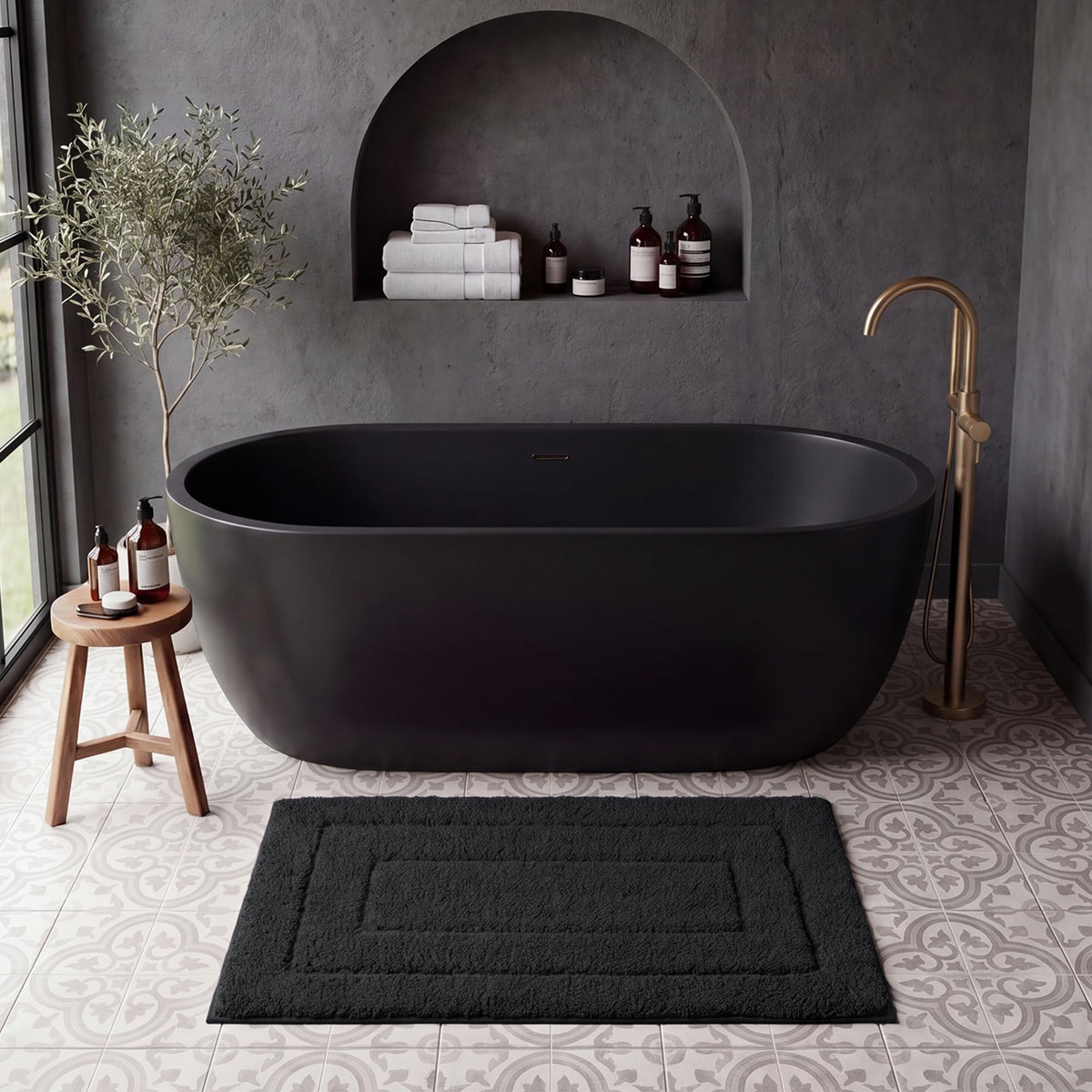 GRANNY SAYS Gray Bathroom Rug 20" x 30", Non-Slip Microfiber Bath Mat