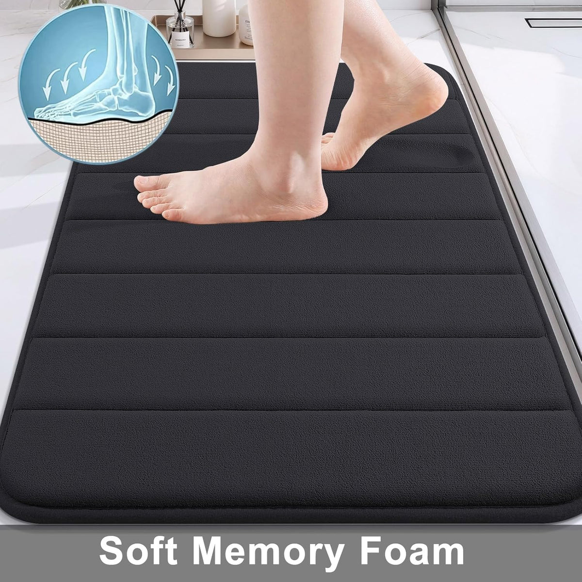 Buganda Memory Foam Bath Mat 30 x 20, Ultra Soft Absorbent Bathroom Rugs