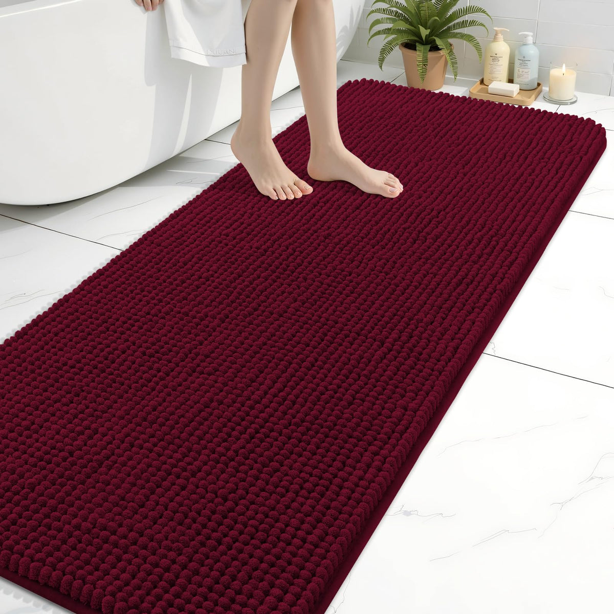 Arotive Chenille Bathroom Rugs 30x20, Soft Absorbent Bath Mat, Grey