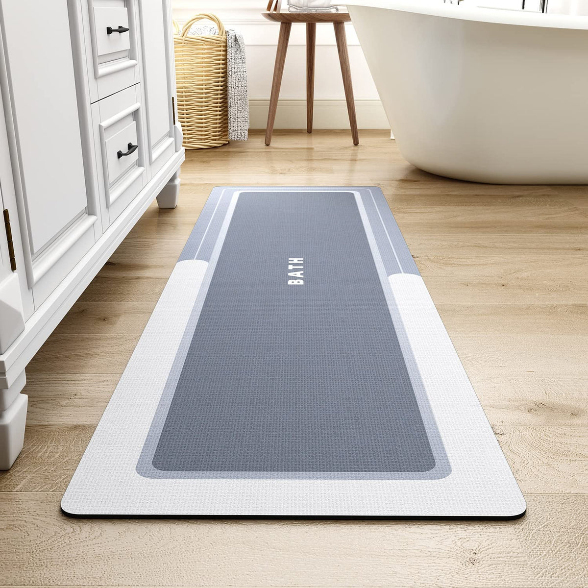 MontVoo-Bath Mat-Bathroom Mat Rug Non Slip Super Absorbent Stain Resistant Quick Dry Thin Bath Rug-Bath Mats for Bathroom Floor Bathtub Vanity-Bathmat Bath Rug Easy Care-17"x27" Grey