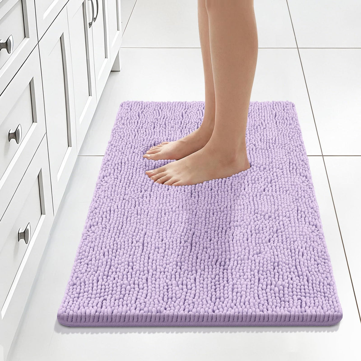Bcoimo Small Bath Rug Mat,Sage Chenille High Absorbent Bathroom Floor Mats