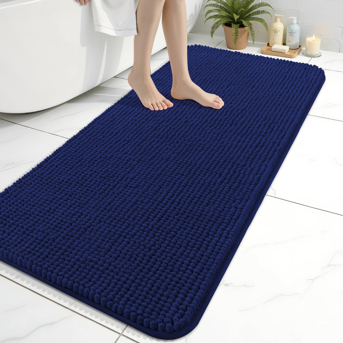 Arotive Chenille Bathroom Rugs 30x20, Soft Absorbent Bath Mat, Grey