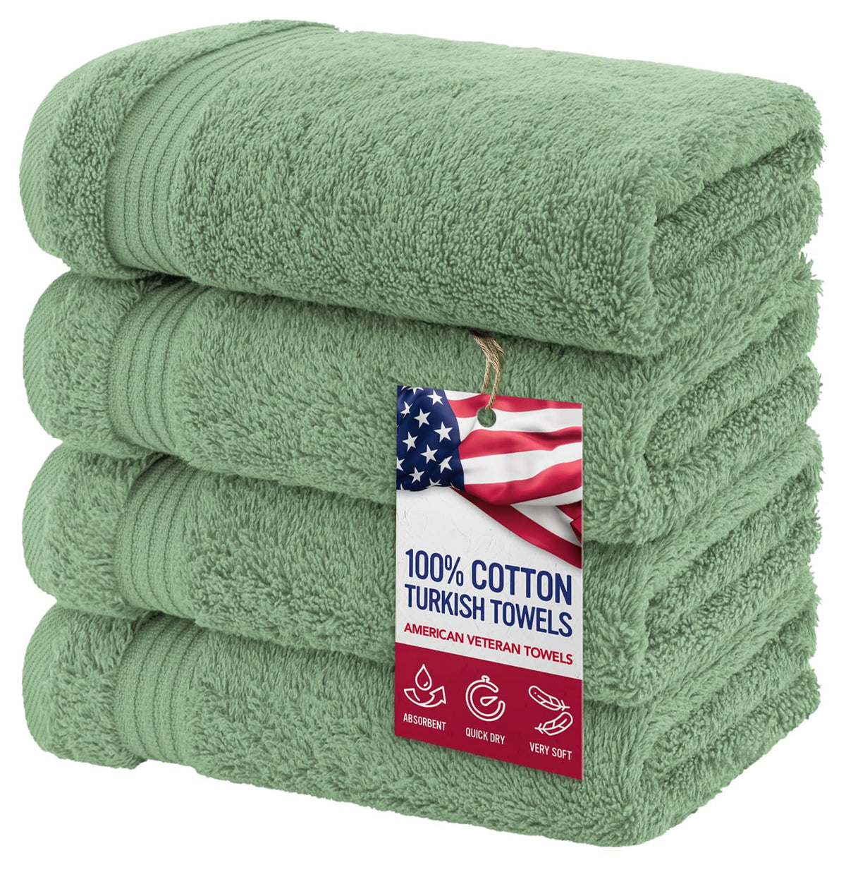 American Veteran Towel, 100% Cotton Turkish Bath Towels for Bathroom 4 Pack, 27x54 Extra Large Premium Soft Drying Bathroom Towels, Navy Blue