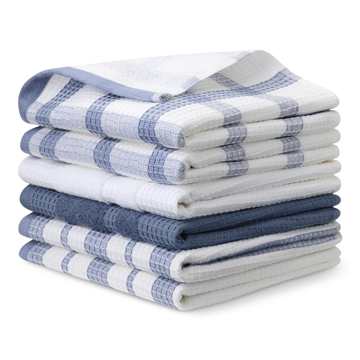 Amazon Basics Organic Cotton Waffle Weave Kitchen Dish Towels, Ultra Absorbent, Quick Drying, Lint-Free, 15 x 25 inches, 6-Pack
