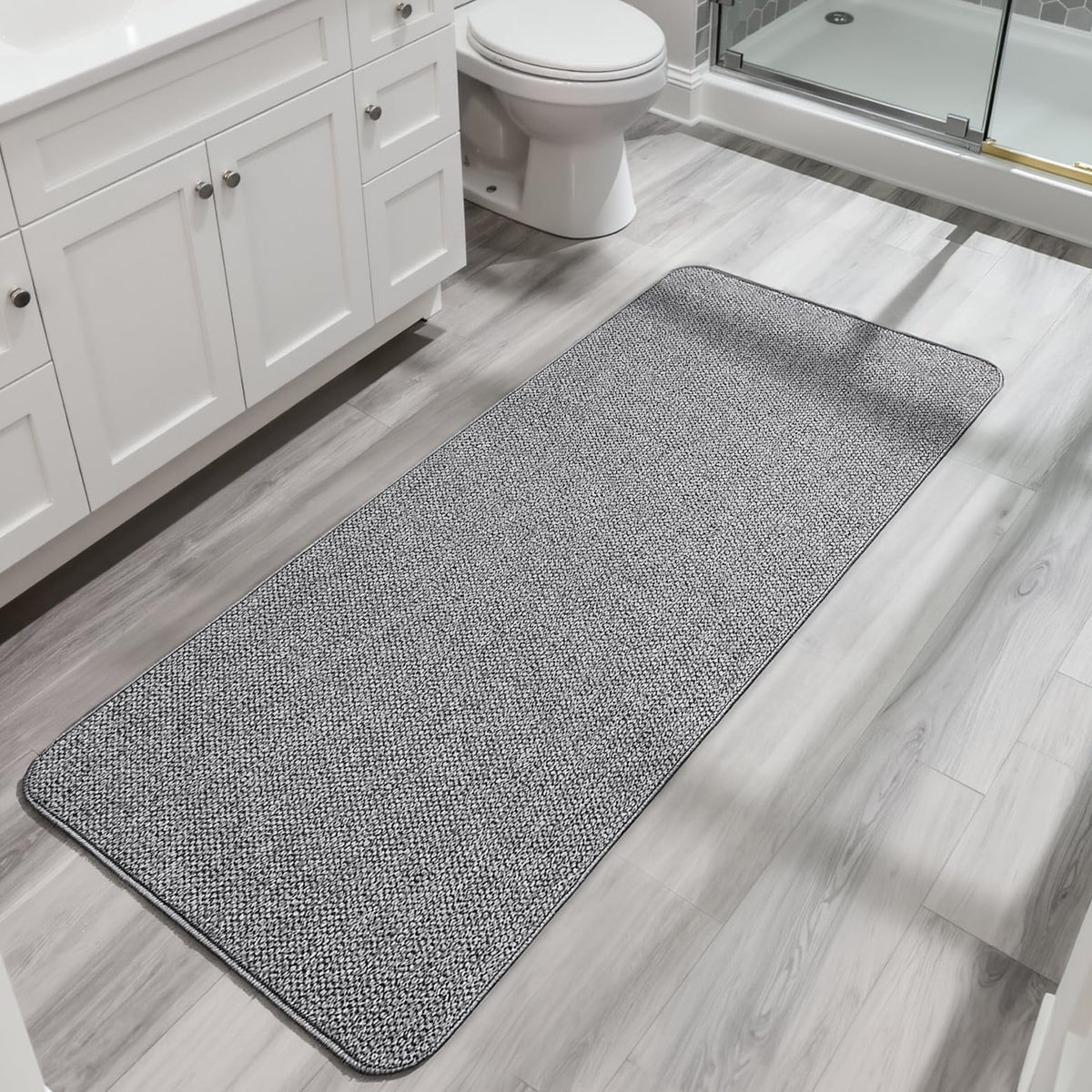 Bath Mat,Ultra Thin Bathroom Rugs,Rubber Bath Mats for Bathroom,No Slip Bath Rugs,Quick Dry,Machine Washable,Low Pile,Absorbent,Shower Outside,Sink,Home Decor Accessories.Grey,1'5"x2'3"(17x27Inch)