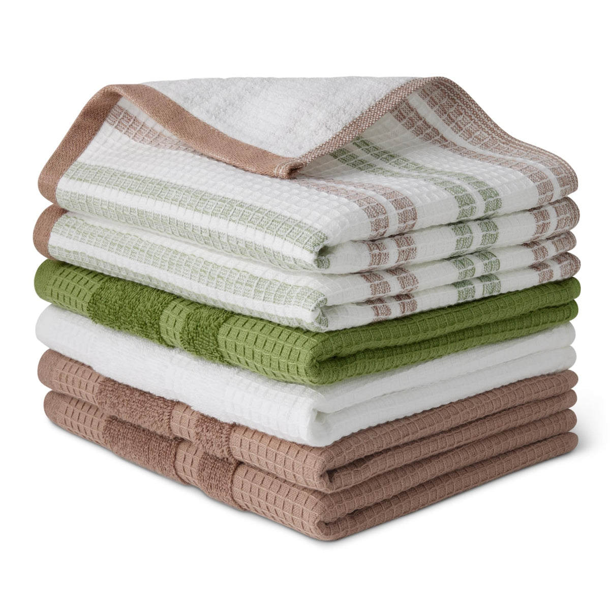 Amazon Basics Organic Cotton Waffle Weave Kitchen Dish Towels, Ultra Absorbent, Quick Drying, Lint-Free, 15 x 25 inches, 6-Pack