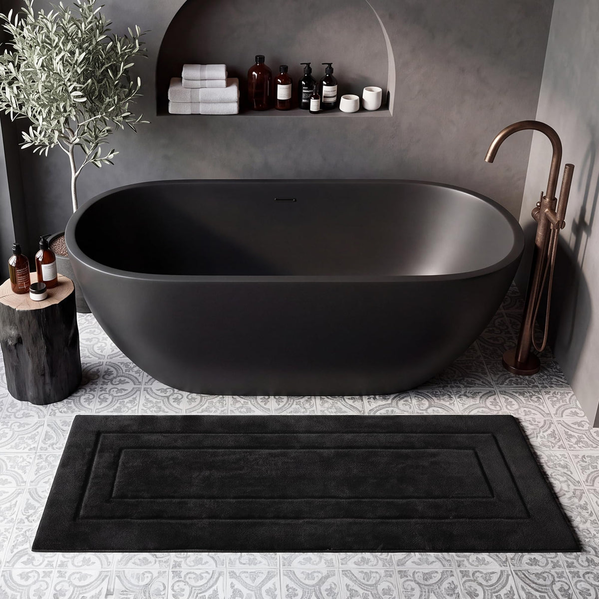 GRANNY SAYS Gray Bathroom Rug 20" x 30", Non-Slip Microfiber Bath Mat