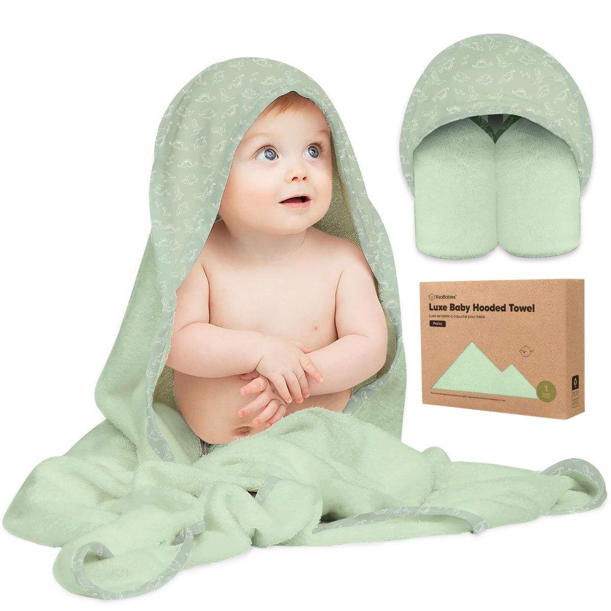 KeaBabies Hooded Baby Towel for Newborn, Baby Bath Towels (Duck, 35x35)