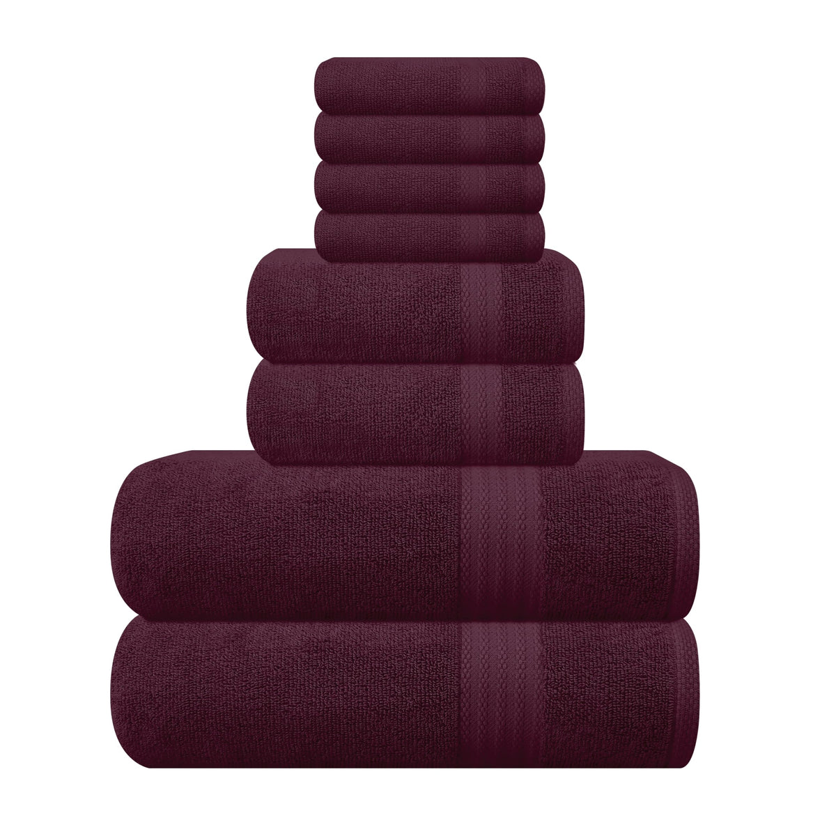 GLAMBURG Ultra Soft 8-Piece Towel Set - 100% Pure Ringspun Cotton, Contains 2 Oversized Bath Towels 27x54, 2 Hand Towels 16x28, 4 Wash Cloths 13x13 - Ideal for Everyday use, Hotel & Spa - Black