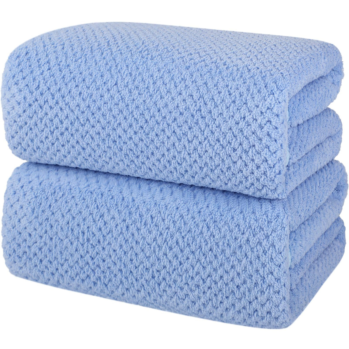 2 Pack Bath Towel Set, Waffle Bath Towel Set, Super Soft Highly Absorbent, Sturdy Quick Drying Towels for Bathroom, Gym, SPA, Yoga (2 Piece 27" x 55", 1Grey+1Purple)