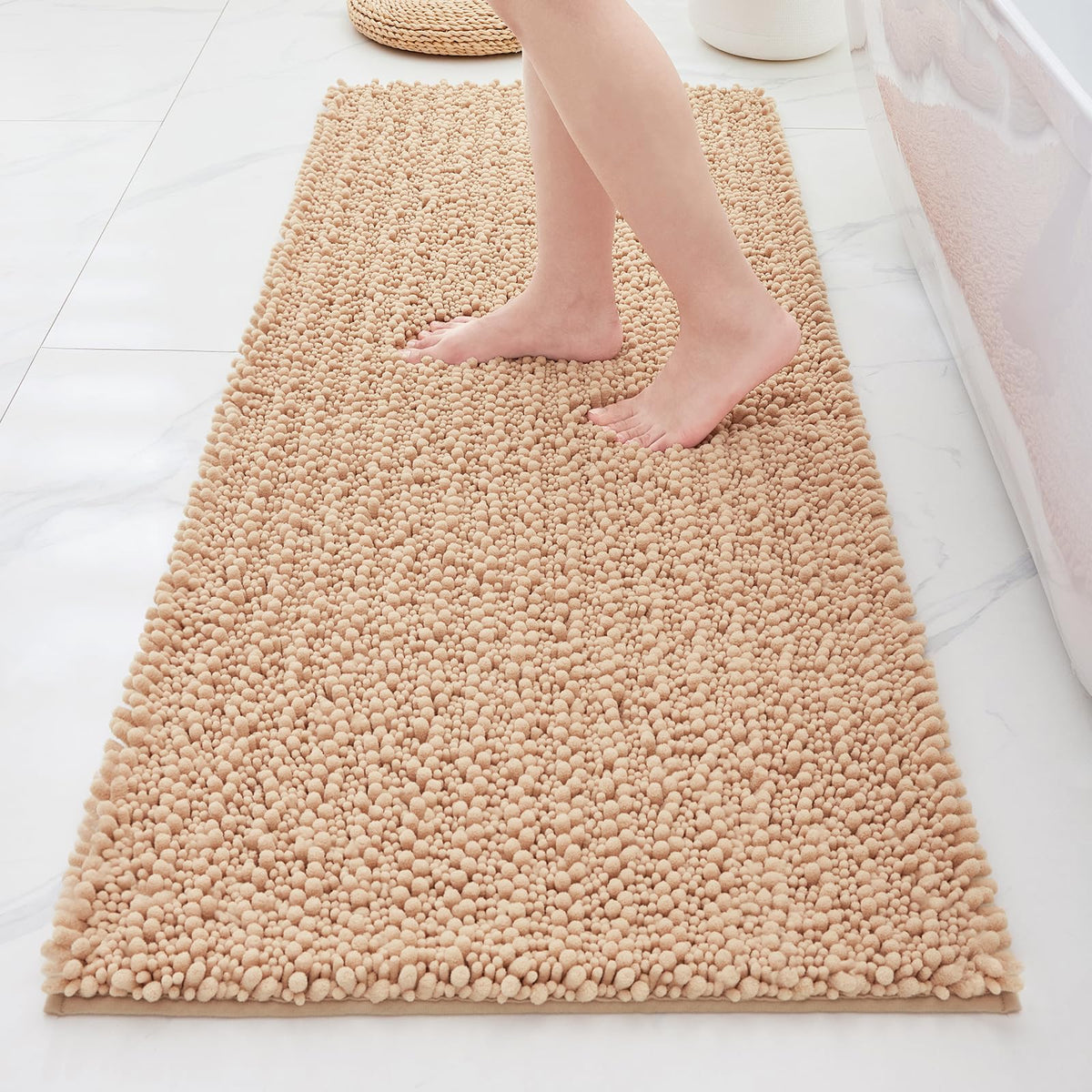 ILANGO Bathroom Rugs Dark Grey 32x20,Extra Soft Absorbent Chenille Bath Rugs,Thick Non-Slip Shaggy Bath Mat,Machine Washable Quick Dry Bath Mats for Bathroom Floor, Tub, Shower Accessories