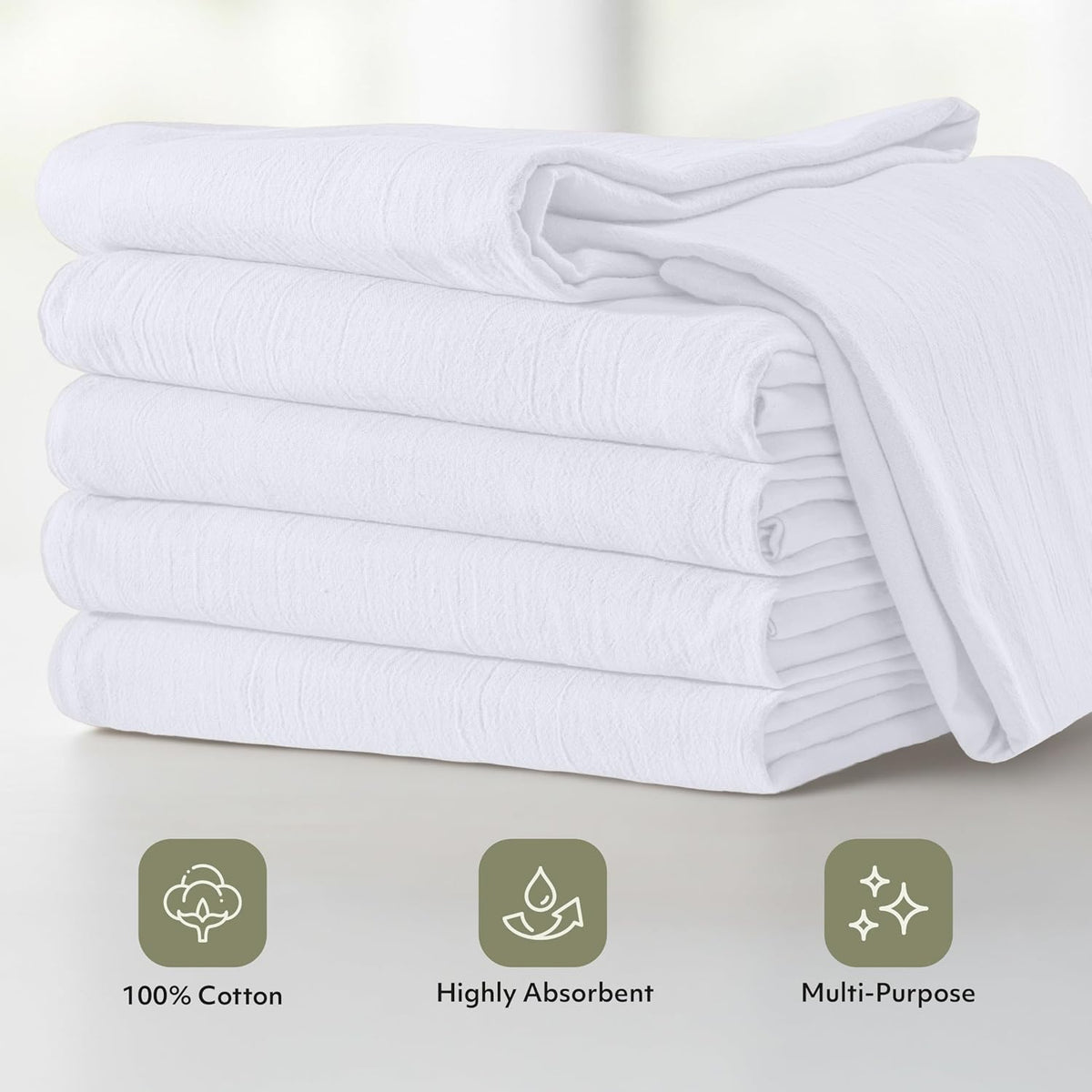 Utopia Kitchen White Flour Sack Towels [24 Pack - 28 x 28 Inch] 100% Cotton