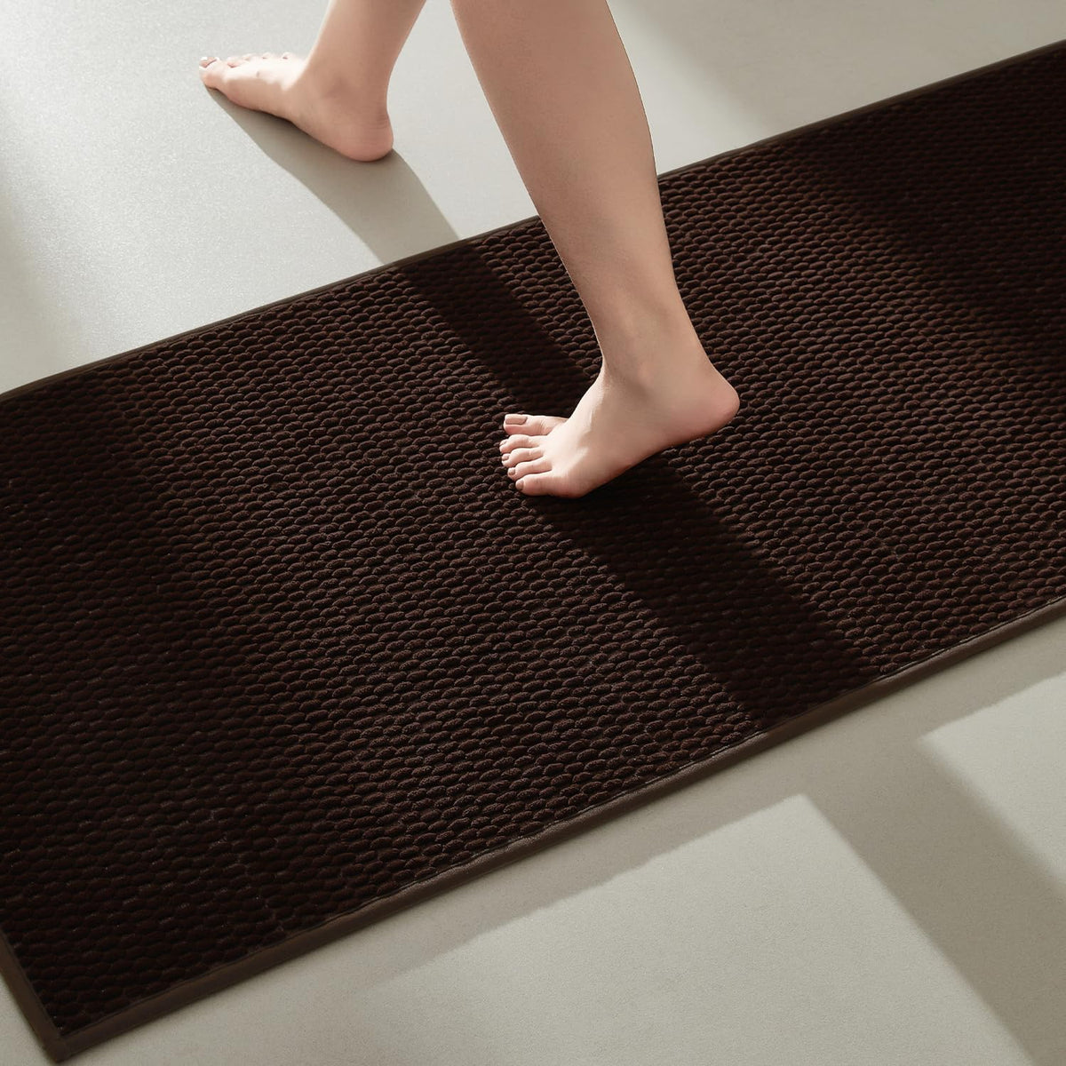 TYUU Bathroom Rugs Non Slip Washable, Super Absorbent Thin Bath Mat Small Quick Dry Low Pile Bathroom Rug, Dark Grey 16"x24"