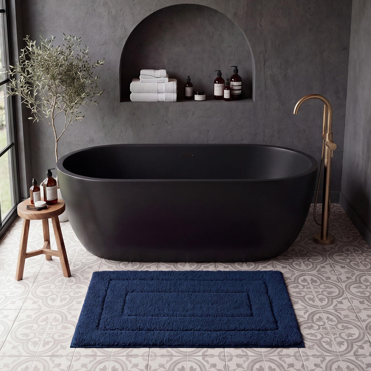 GRANNY SAYS Gray Bathroom Rug 20" x 30", Non-Slip Microfiber Bath Mat
