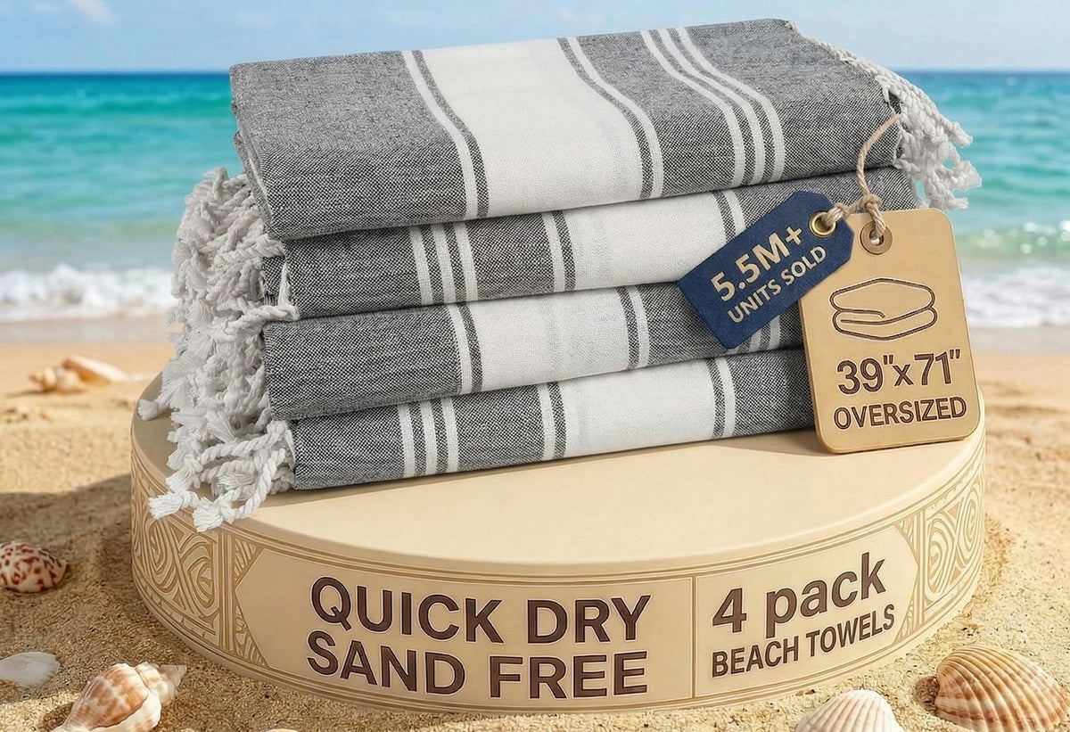 LANE LINEN Turkish Towels 6 Pcs, Beach Towels Oversized, Soft - Beach Party