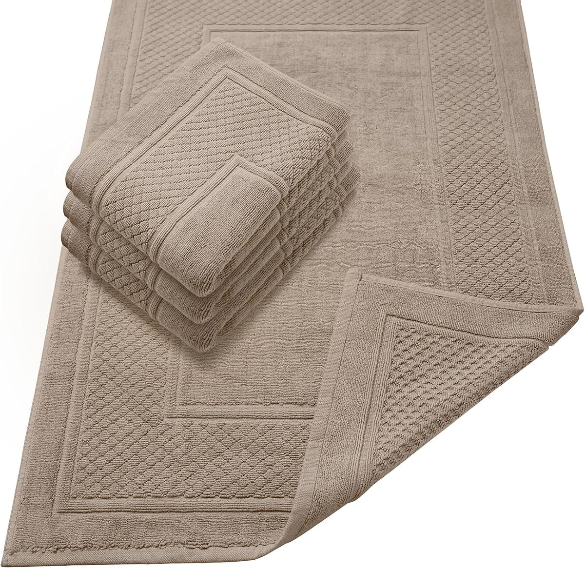 Avalon Towels Grey Bath Mat - 100% Cotton Set of 2 Absorbent Bathmat - Bathroom Mats Quick Dry Bath Mats for Bathrooms (22x34 Inches)