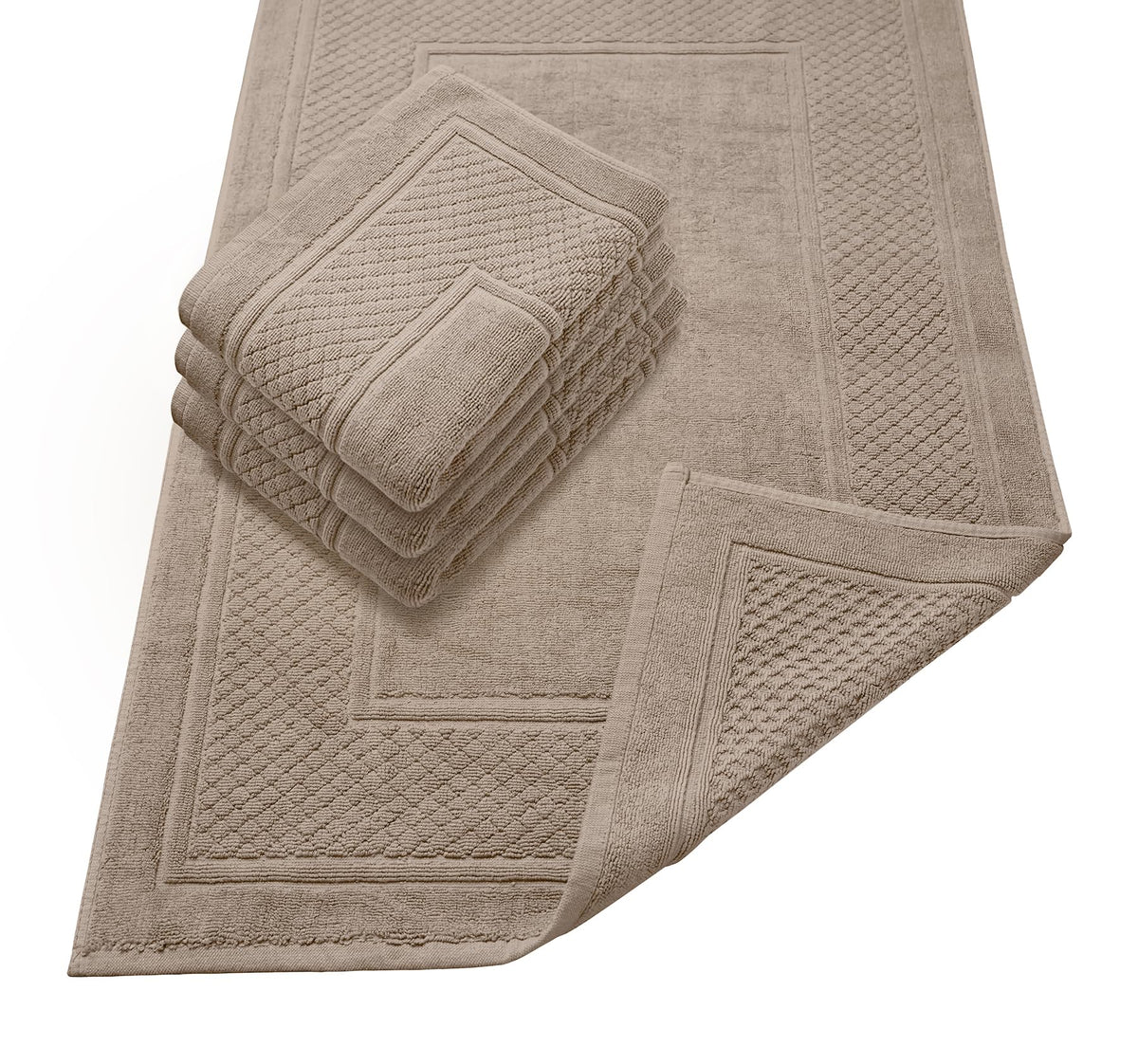 Avalon Towels Beige Bath Mat - 100% Cotton Set of 2 Absorbent Bathmat - Bathroom Mats Quick Dry Bath Mats for Bathrooms (22x34 Inches)
