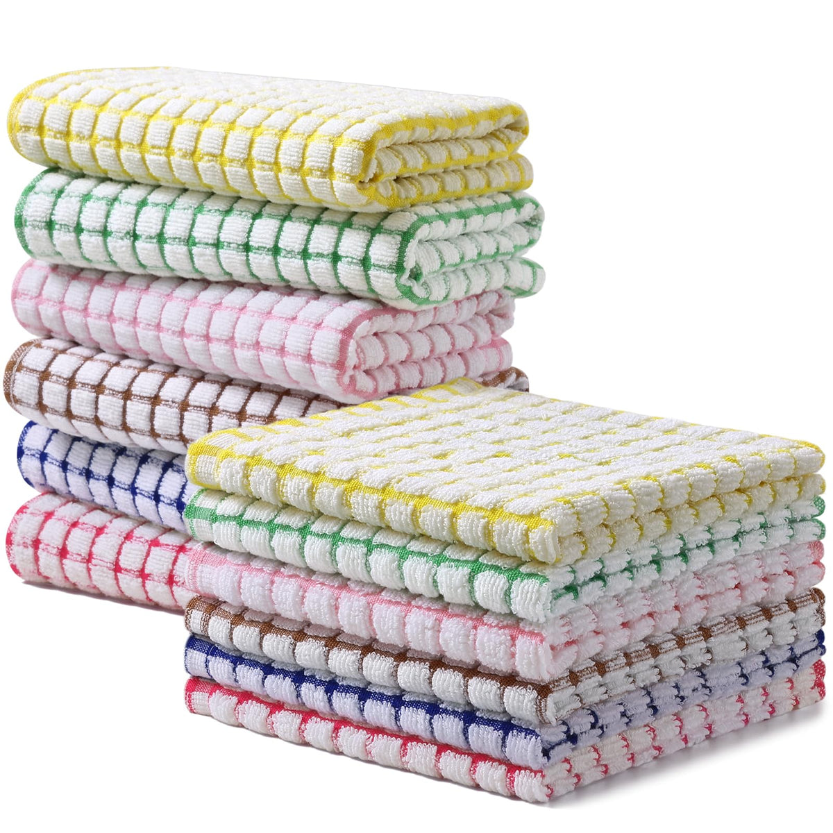 Homaxy Kitchen Towels and Dishcloths Set, Set of 8, Blue/Yellow/Red/Green