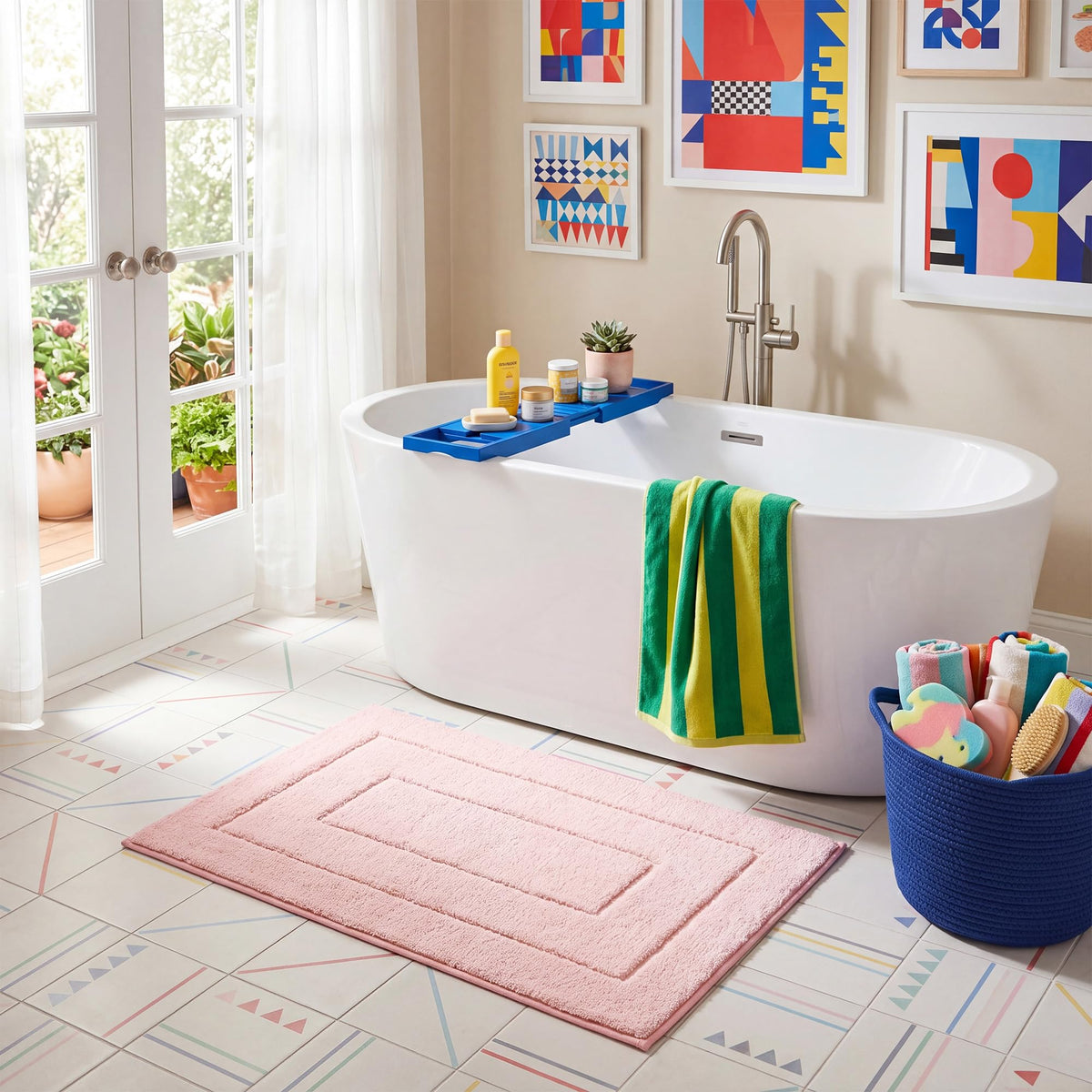 GRANNY SAYS Gray Bathroom Rug 20" x 30", Non-Slip Microfiber Bath Mat