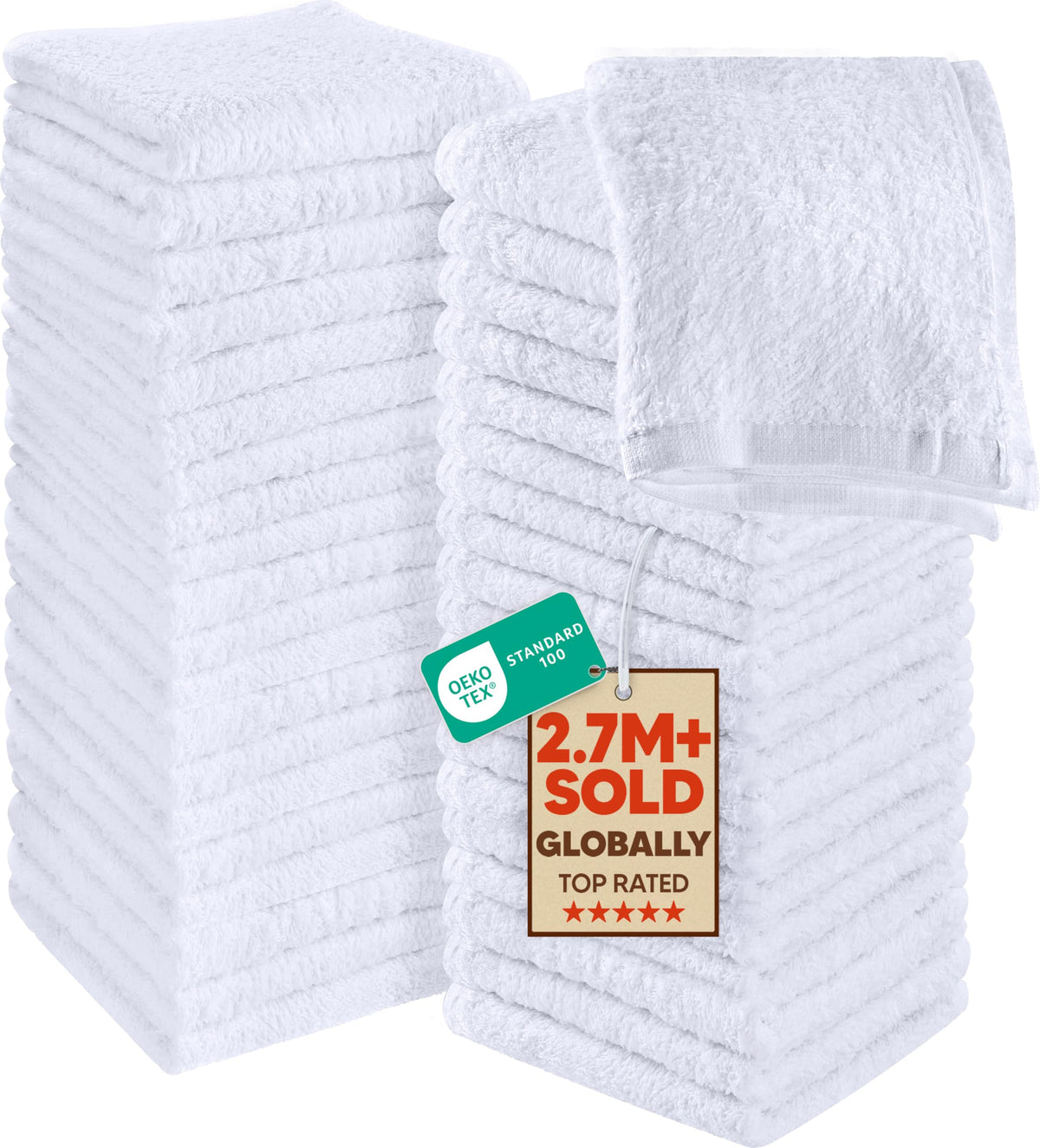Utopia Towels 24 Pack Cotton Washcloths Set, 100% Ring Spun Cotton, Premium Quality Flannel Face Cloths, Highly Absorbent and Soft Feel Fingertip Towels, White