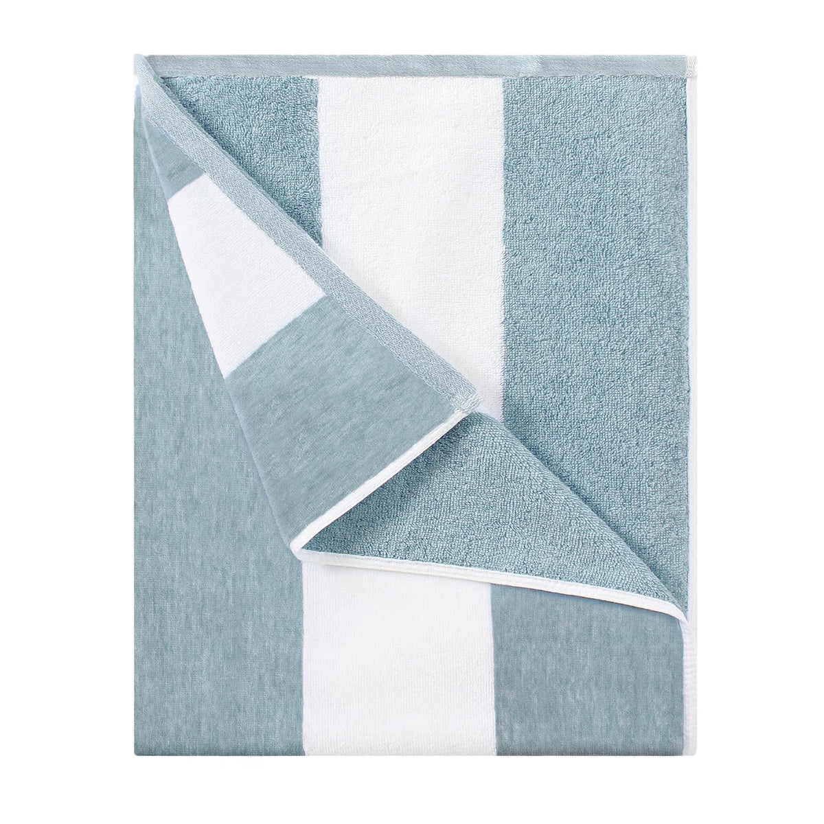HENBAY Cotton Oversized Beach Towel - Large 70 x 35 Inch Pool Towel, Aqua Striped Quick Dry Swimming Cabana Towel
