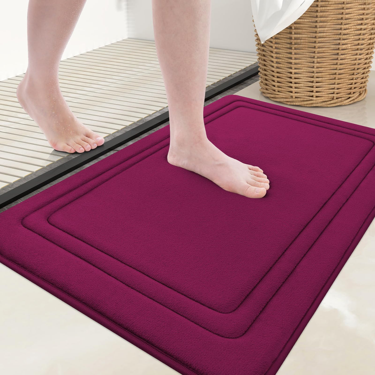Grandaily Memory Foam Bath Mat Rug 30x20, Ultra Soft, Non-Slip and Absorbent Bathroom Rugs, Machine Wash Dry, Comfortable Bath Carpet for Bathroom Floor, Tub and Shower, Black