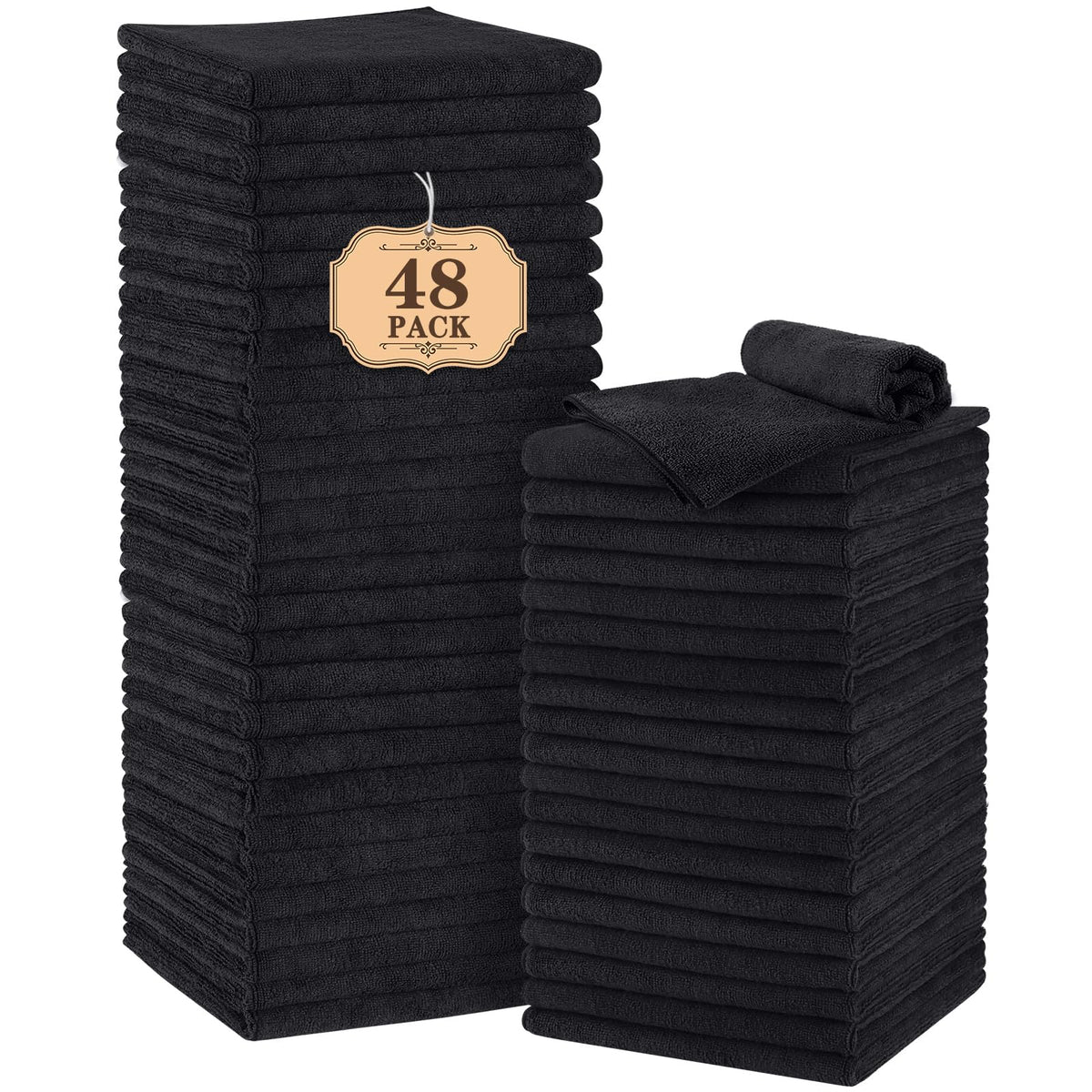 Orighty Salon Towels, 12 Pack Black Microfiber Hair Towel (16 x 29 Inch)