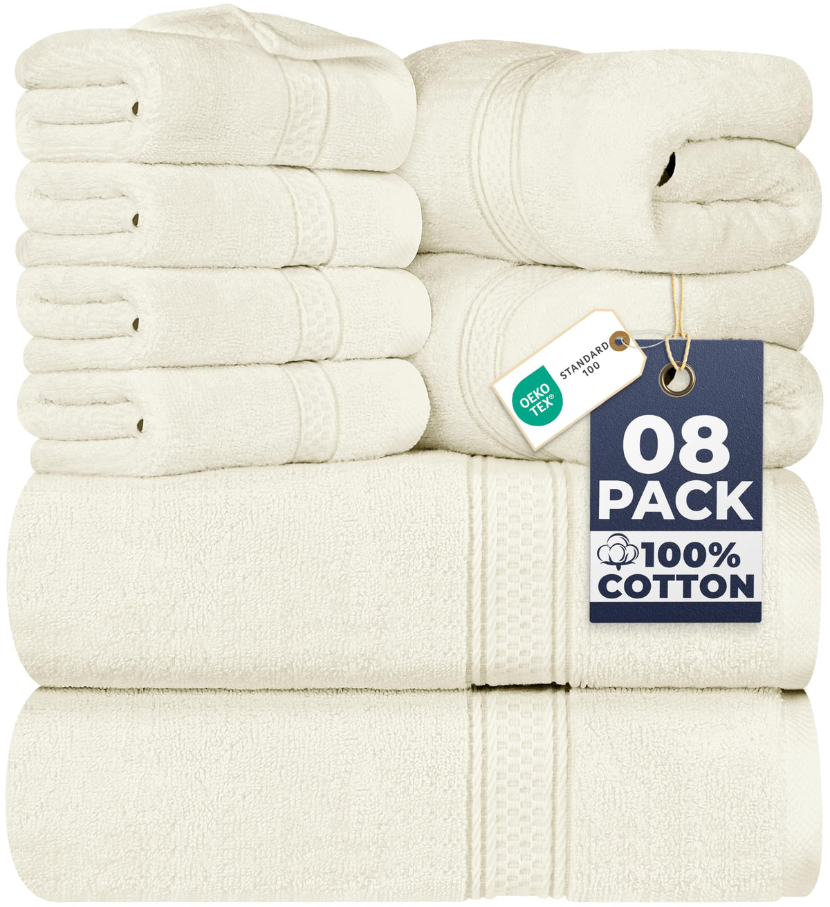 Utopia Towels 8 Piece Majestic Plush Luxury Towel Set, Cotton, Grey