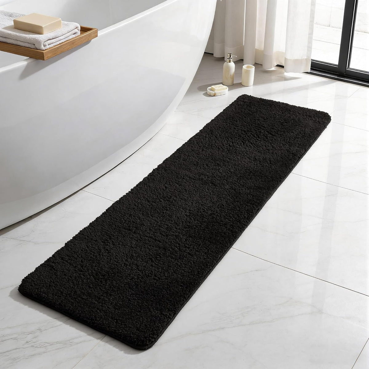 TYUU Navy Blue Bathroom Rugs, Ultra Soft Bath Rugs Non Slip Washable, Super Absorbent Quick Dry Small Bath Mat with Rubber Backing for Bathroom Floor, Shower, or Sink, Navy Blue 16" x 24"