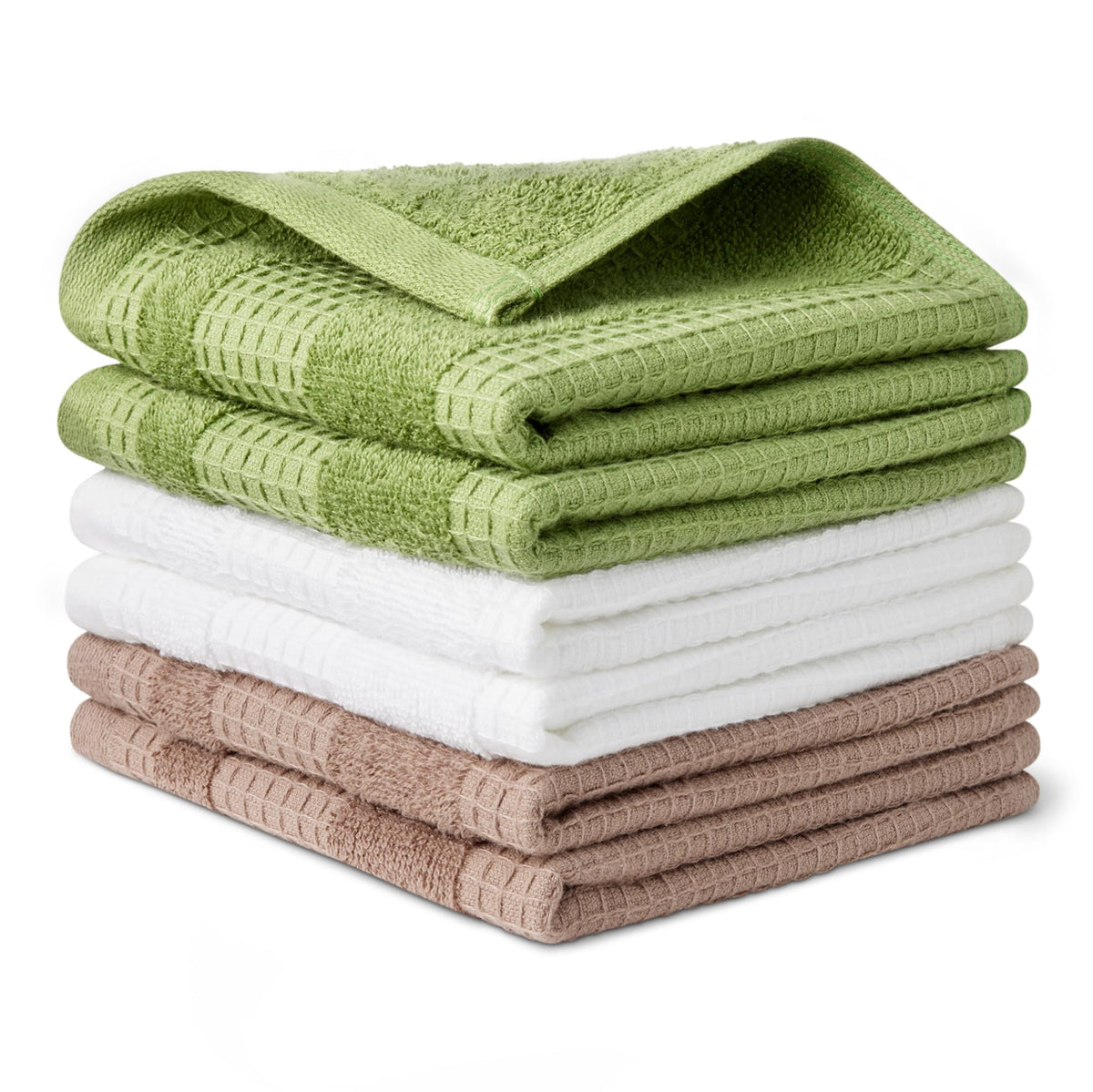 Amazon Basics Organic Cotton Waffle Weave Kitchen Dish Towels, Ultra Absorbent, Quick Drying, Lint-Free, 15 x 25 inches, 6-Pack