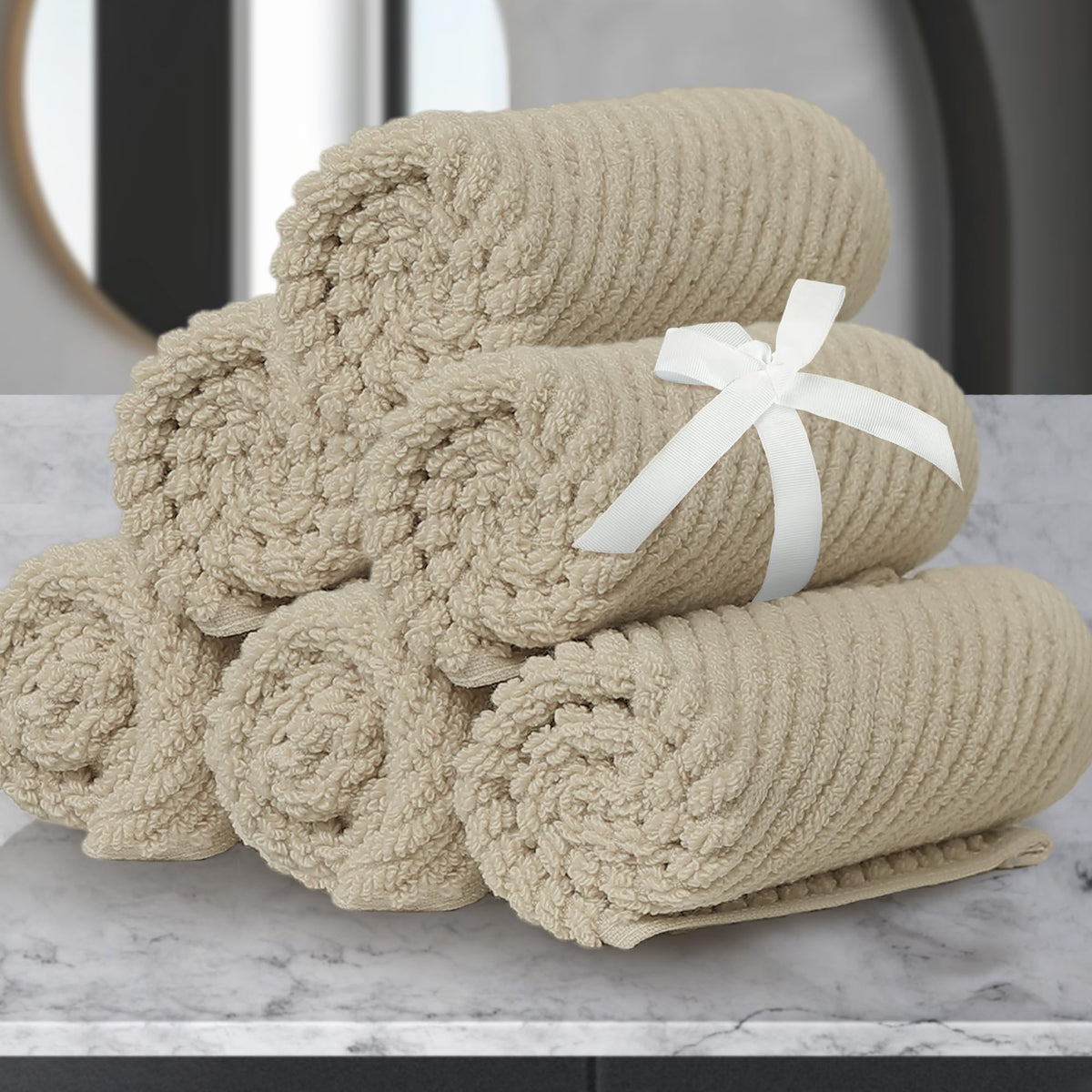 VOOVA & MOVAS 6PC Towel Set, 100% Cotton, Dark Grey