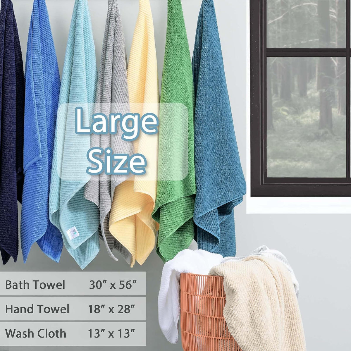 VOOVA & MOVAS 6PC Towel Set, 100% Cotton, Dark Grey