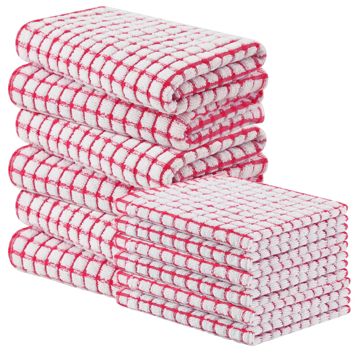 Homaxy Kitchen Towels and Dishcloths Set, Set of 8, Blue/Yellow/Red/Green
