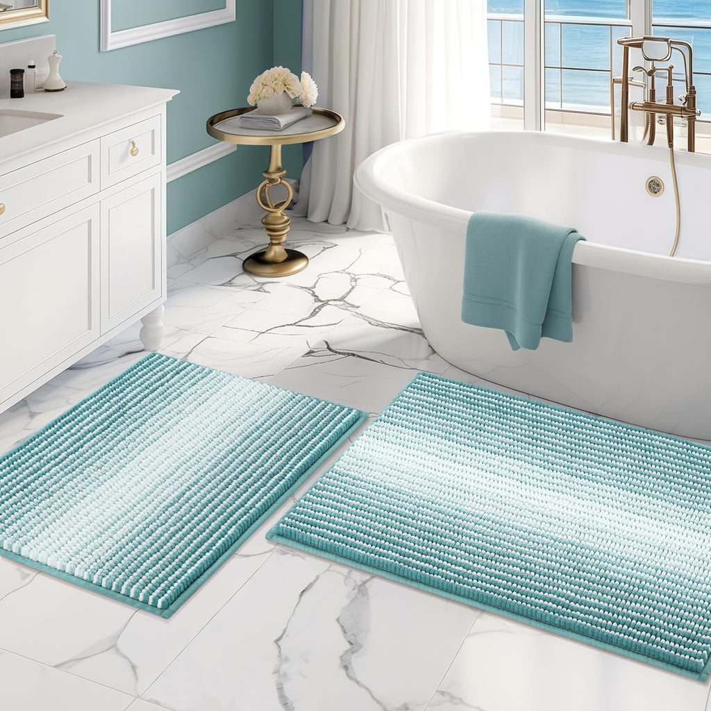 BSICPRO Bathroom Rugs Sets 2 Piece, Non Slip Boho Bath Mats, Beige