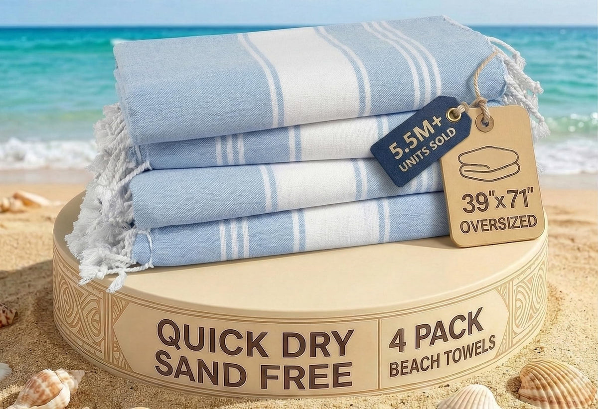 LANE LINEN Turkish Towels 6 Pcs, Beach Towels Oversized, Soft - Beach Party