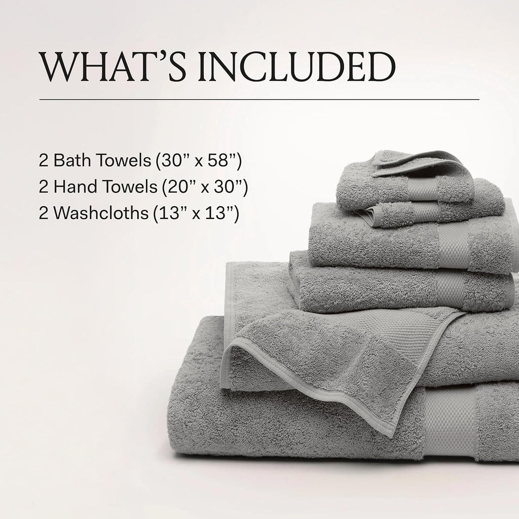 BOLL & BRANCH Plush Bath Towel Set, 6 Pieces, Stone