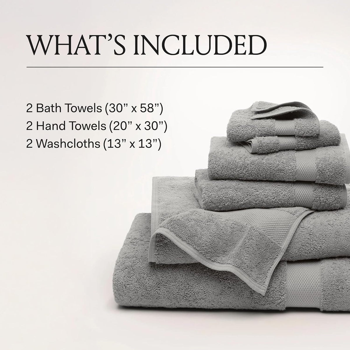 BOLL & BRANCH Plush Bath Towel Set, 6 Pieces, Stone