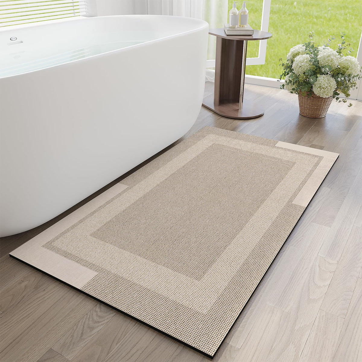 YDKGL Non Slip Bath Mat Thin Bathroom Rugs Fit Under Door Dark Grey 16"x24"