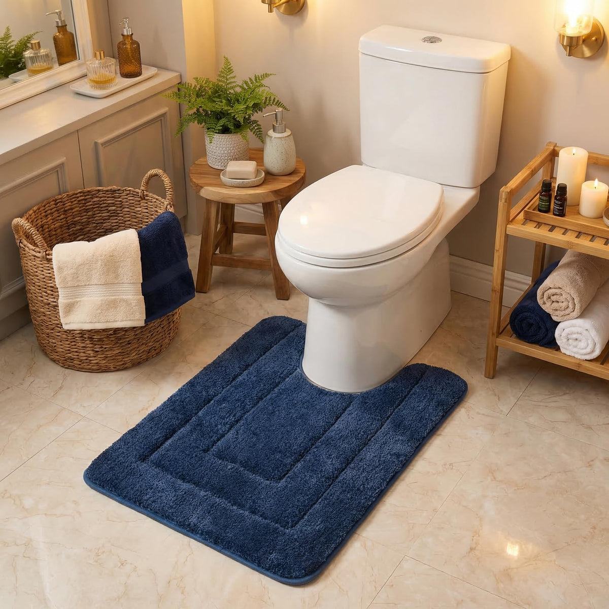 GRANNY SAYS Gray Bathroom Rug 20" x 30", Non-Slip Microfiber Bath Mat