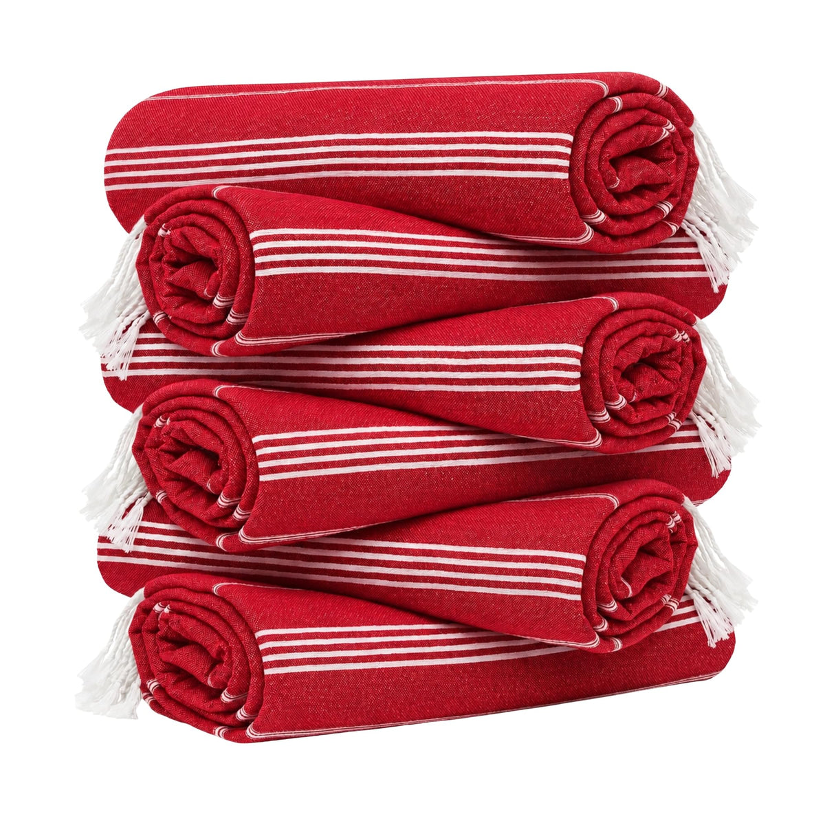 HAVLULAND Turkish Beach Towels, Set of 6, Oversized 72" x 40", 100% Cotton