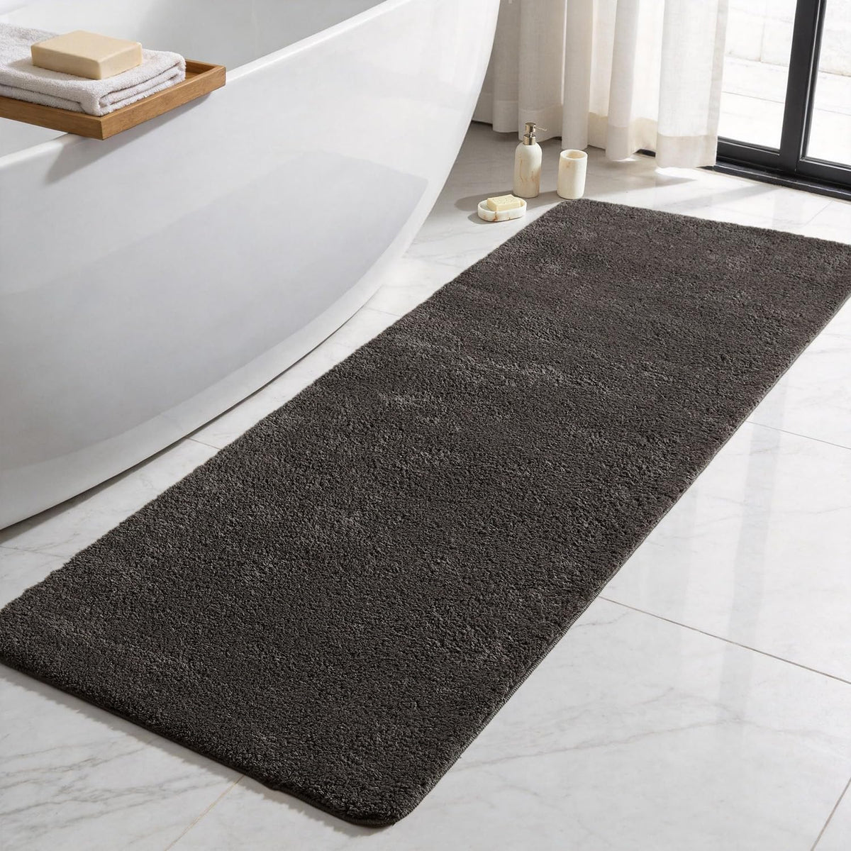 TYUU Navy Blue Bathroom Rugs, Ultra Soft Bath Rugs Non Slip Washable, Super Absorbent Quick Dry Small Bath Mat with Rubber Backing for Bathroom Floor, Shower, or Sink, Navy Blue 16" x 24"