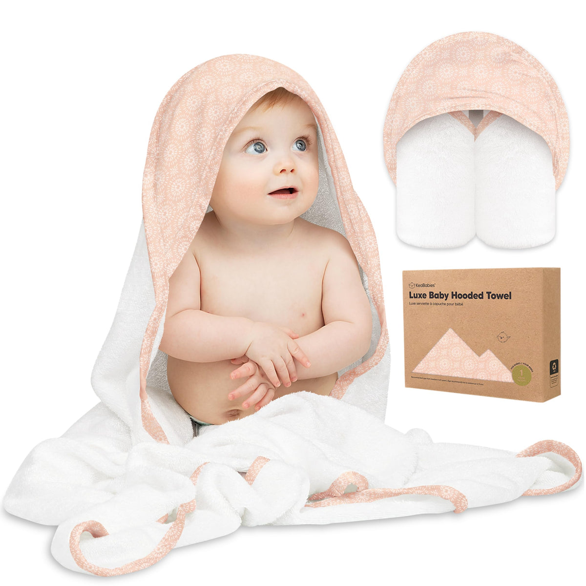 KeaBabies Hooded Baby Towel for Newborn, Baby Bath Towels (Duck, 35x35)