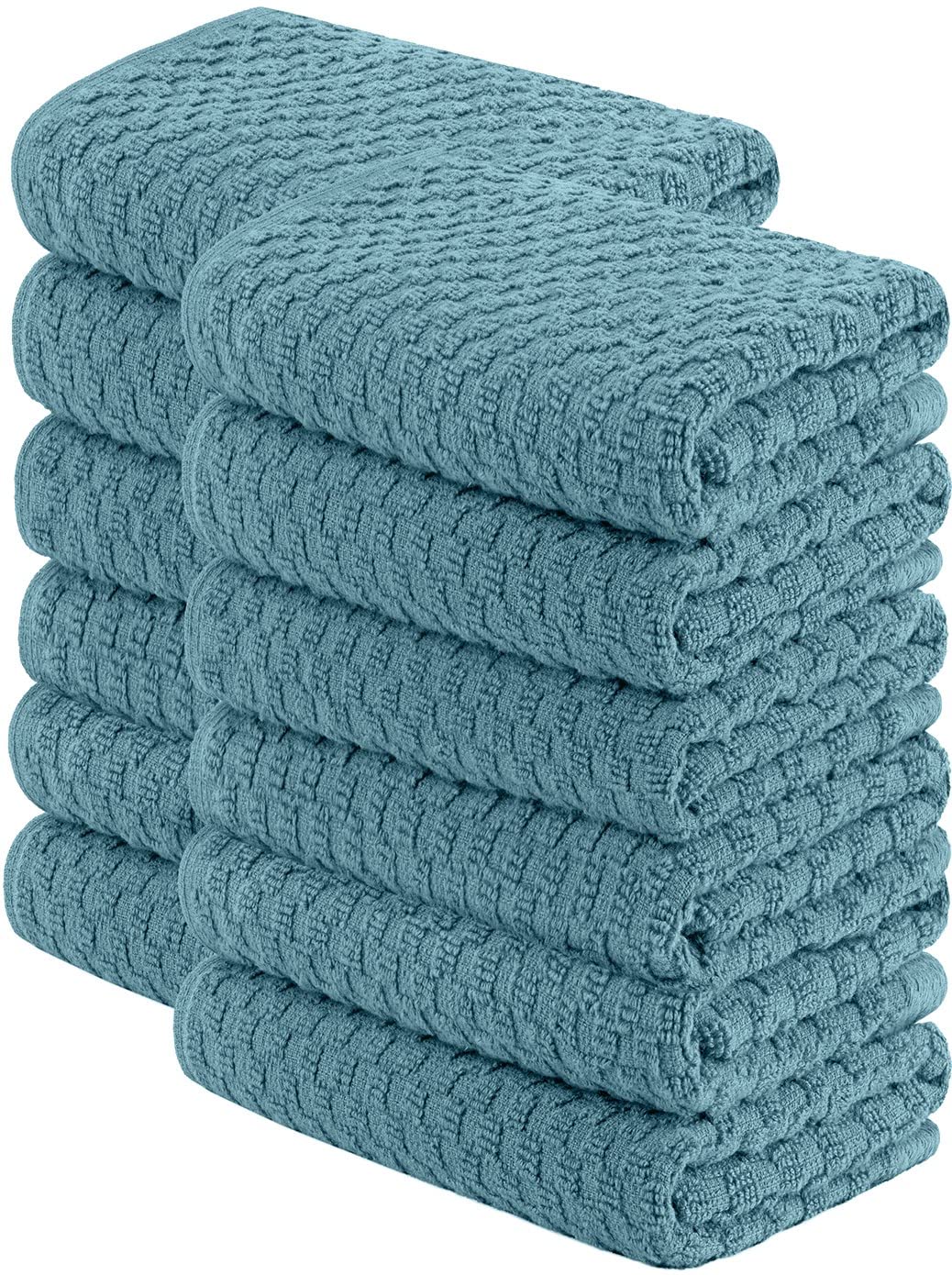 Wealuxe Super Absorbent Kitchen Towels 12 Pack - Premium 100% Cotton Kitchen Towels, 450GSM Thick Machine Washable White Dish Towels for Kitchen Drying, Cleaning, Dobby Weave, Unmatched Quality