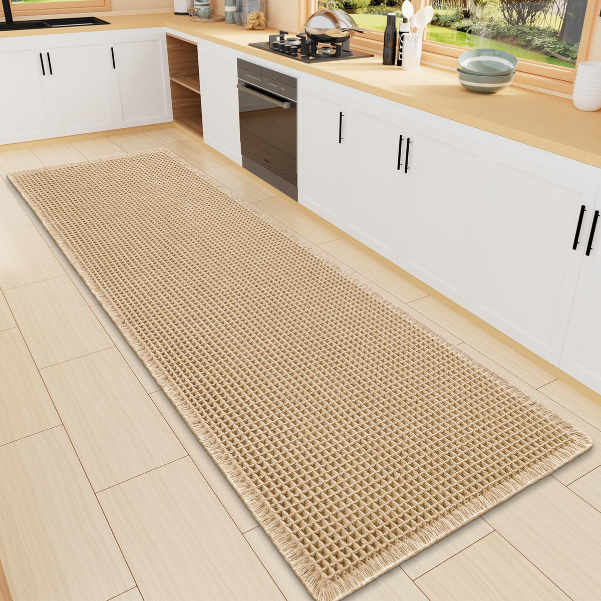 Smiry Waffle Bath Mat 30X20, Extra Soft Absorbent Bathroom Rugs, Brown