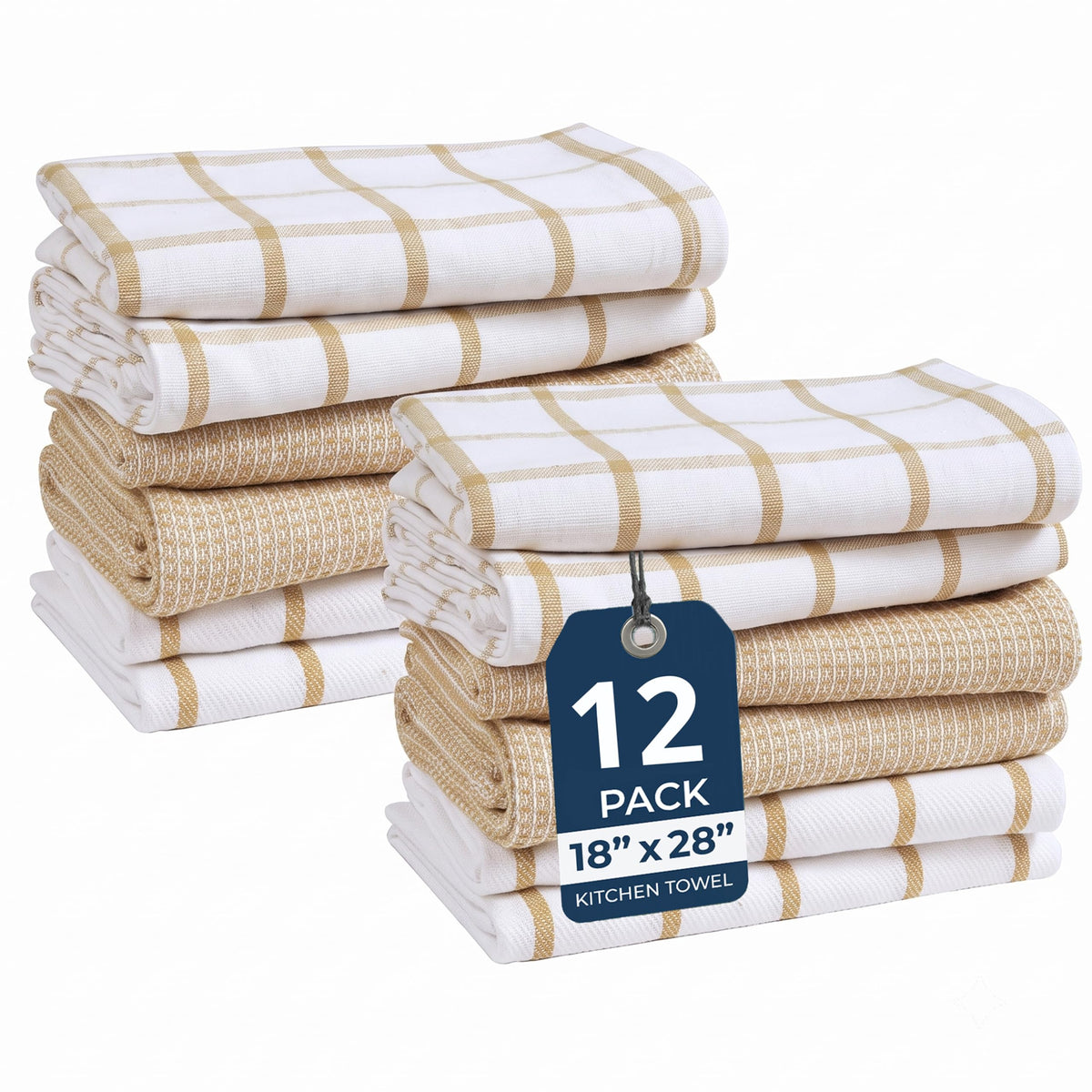 LANE LINEN Dish Towels for Kitchen 100% Cotton Tightly Woven 6 Pack - Olive