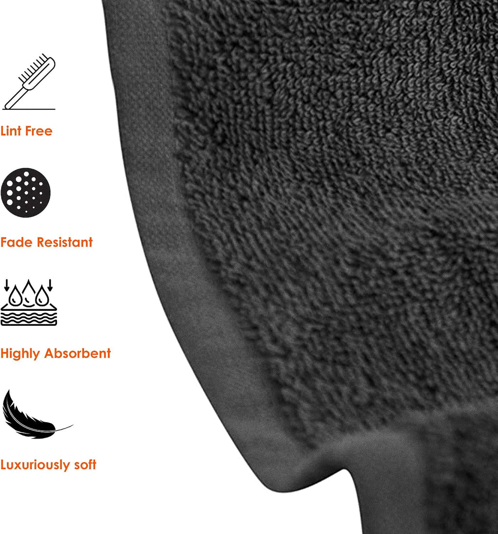 QUBA LINEN Hotel & Spa 100% Cotton Bath Towels Pack of 6, Ultra Soft, Quick Dry, Lightweight, Highly Absorbent, Perfect for Face, Hands, Spa, Gym, Hotel, Resort & Daily Use - Grey (24" x 48")